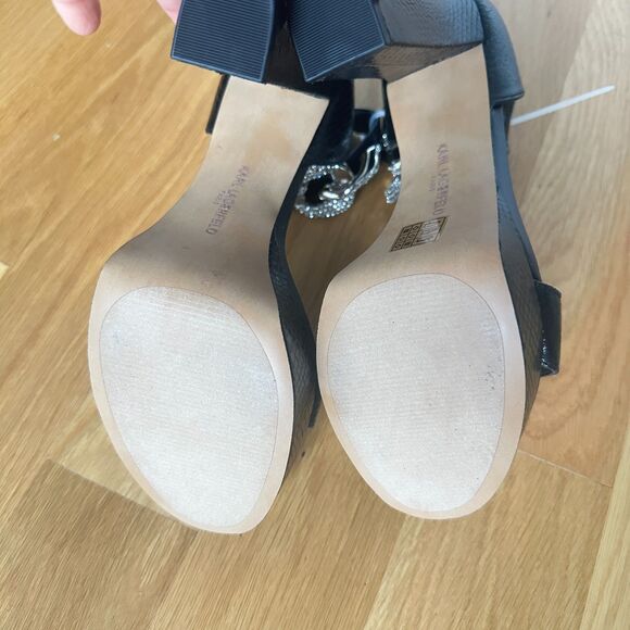 Karl Lagerfeld Black Platform Heels with Chain Detail – Size 8 - Picture 7 of 7